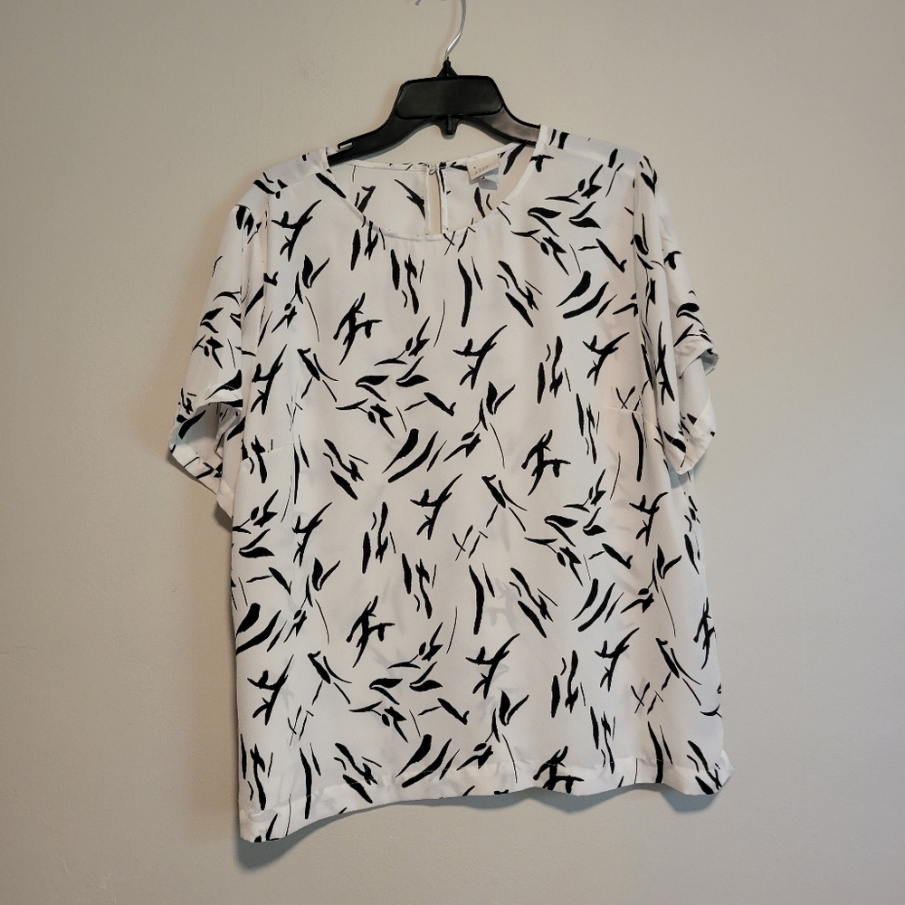 A New Day White and Black Patterned Blouse Size XXL